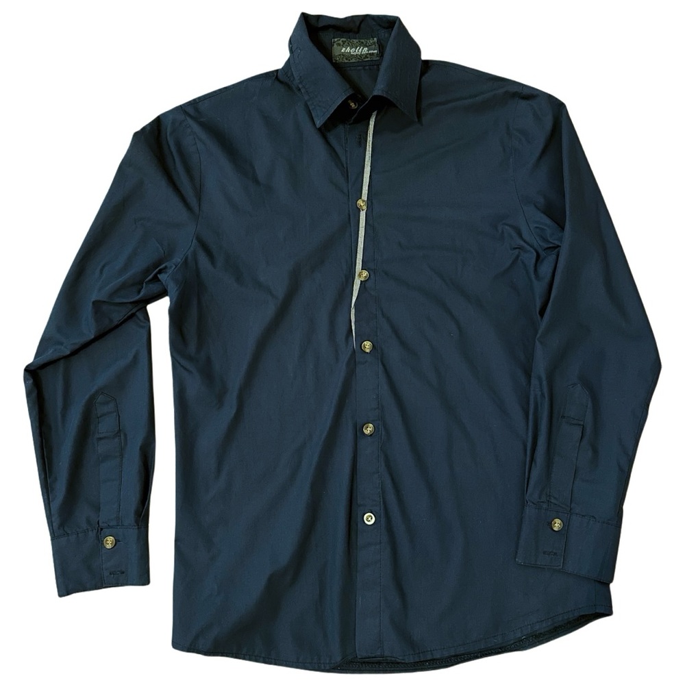 Navy Houndstooth Accent Button-Down - image 1